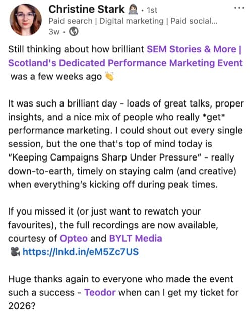 LinkedIn Testimonial 1